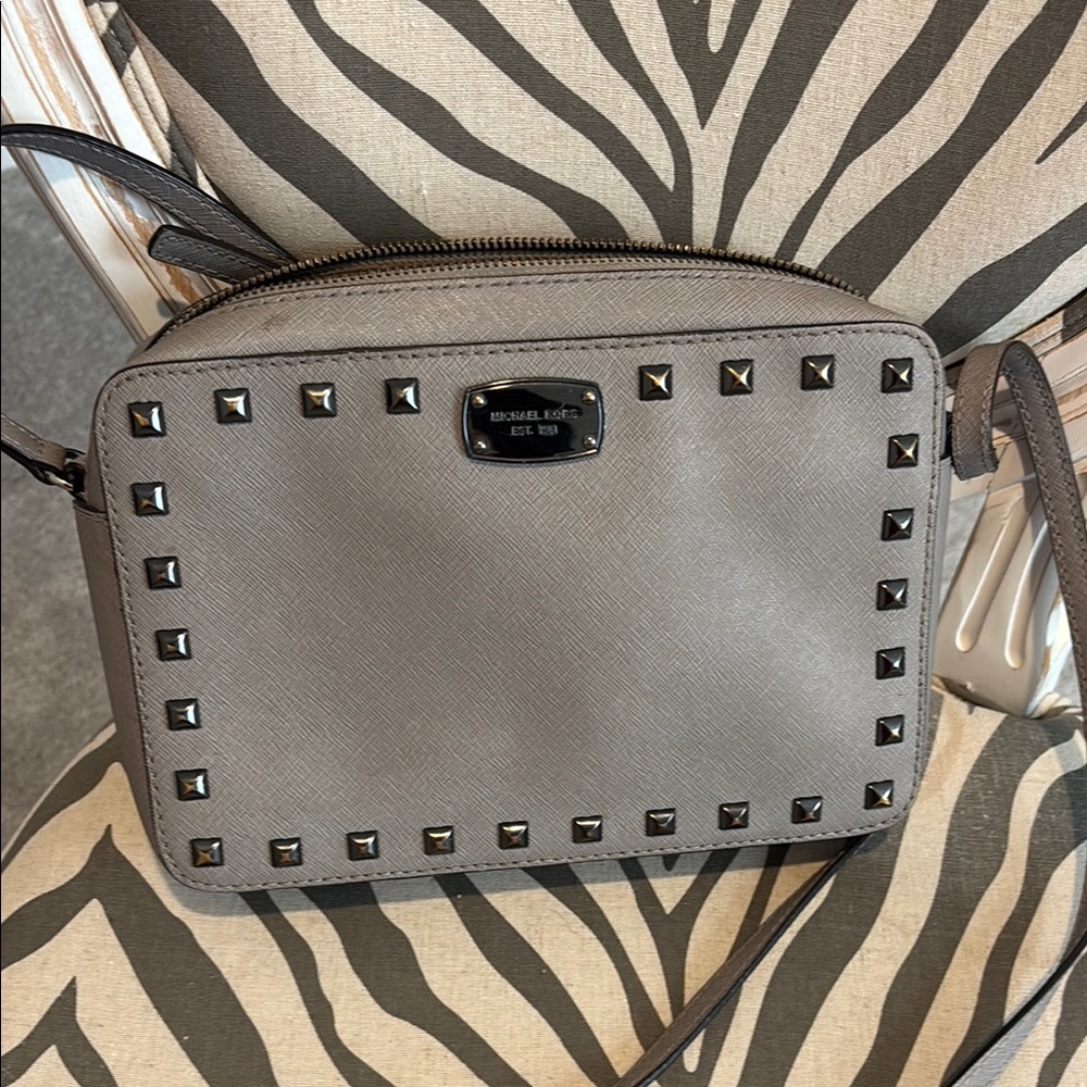 Michael Kors Gray Studded Crossbody Bag